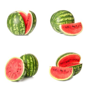 Beyaz arka planda olgun karpuzlar