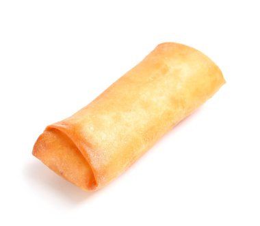 Beyaz arka planda kızarmış yumurta rulosu.