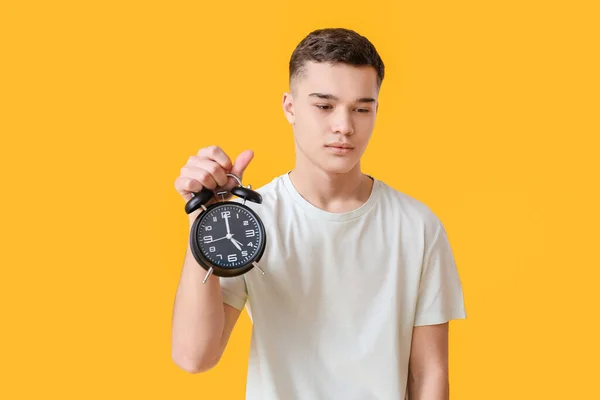 Teenager Alarm Clock Color Background — Stock Photo, Image