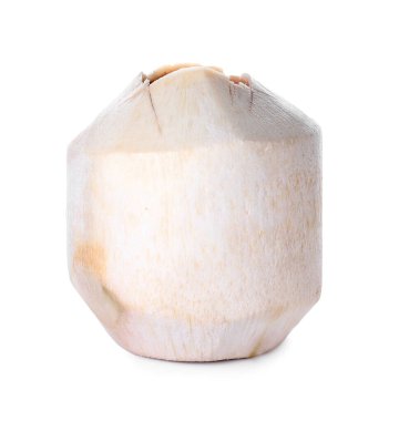 Beyaz arkaplanda taze hindistan cevizi