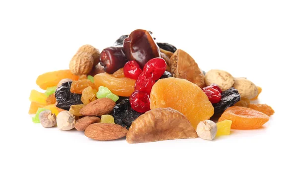 Different Dried Fruits White Background — Stock Photo, Image