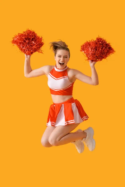 Bella Cheerleader Sfondo Colori — Foto Stock