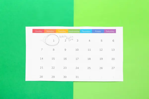 Calendar Marked Date April Fool Day Color Background — Stock Photo, Image