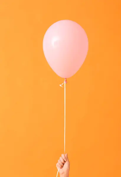 Human Hand Air Balloon Color Background — Stock Photo, Image