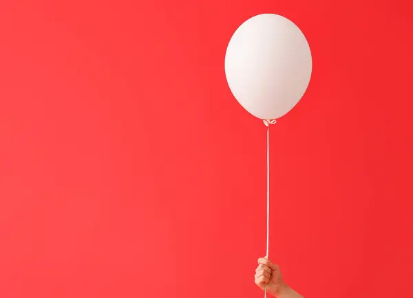 Human Hand Air Balloon Color Background — Stock Photo, Image