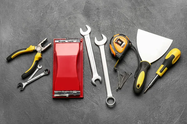 Set Construction Tools Dark Background — Stock Photo, Image