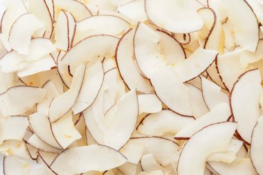 Arkaplan olarak lezzetli hindistan cevizi cipsleri