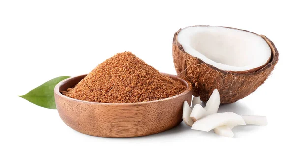 Sweet Coconut Sugar White Background — 스톡 사진