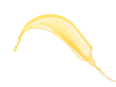 Beyaz arka planda taze portakal suyu damlası