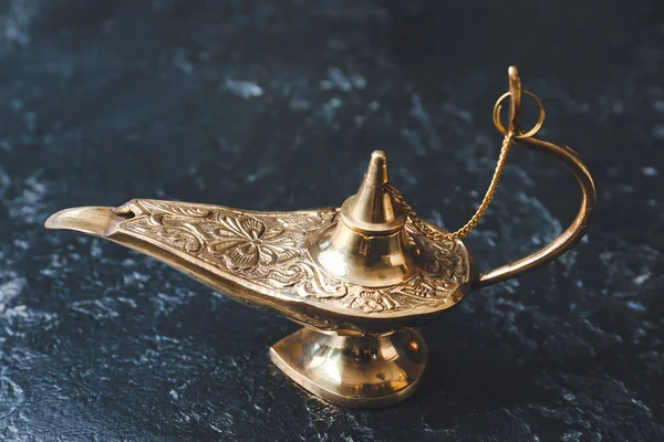 Aladdin Lamp Wishes Dark Background — Stock Fotó