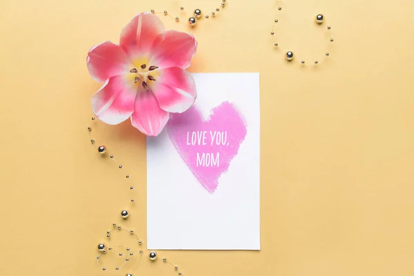 Beautiful Flower Greeting Card Mother Day Color Background — Stock Photo, Image