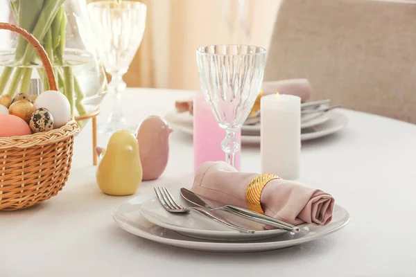 Beautiful Table Setting Easter Celebration — Stock Photo, Image