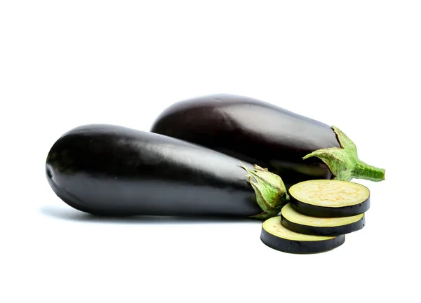 Fresh Eggplants White Background — Stock Photo, Image