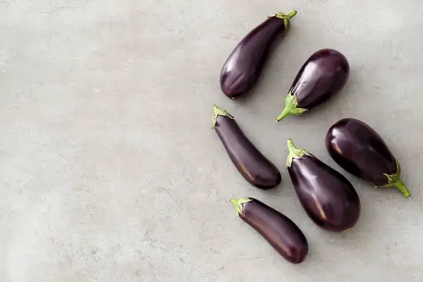 Fresh Eggplants Light Background — Stock Photo, Image