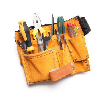 Beyaz arkaplanda inşaat araçları kümesi