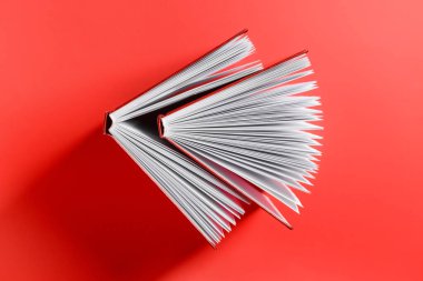 Renk arkaplanı üzerine boş kitaplar