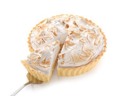 Beyaz arka planda lezzetli hindistan cevizli turta