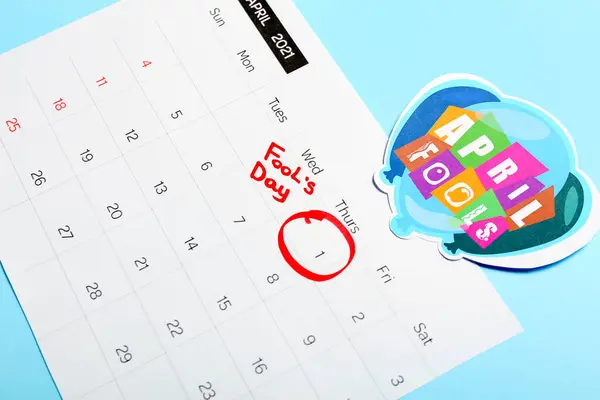 Calendar Marked Date April Fool Day Color Background — Stock Photo, Image