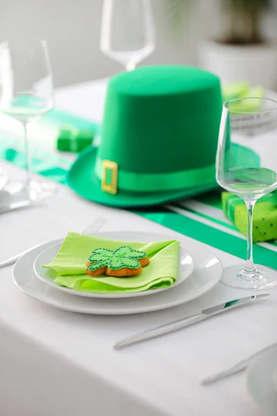 Beautiful Table Setting Patrick Day Celebration — Stock Photo, Image