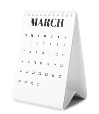 Kağıt takvimi beyaz arkaplanda çevir