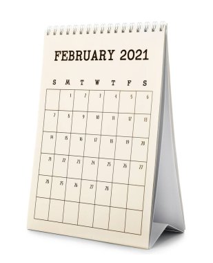 Kağıt takvimi beyaz arkaplanda çevir