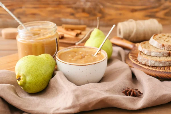 Tasty Pear Jam Table — Stock Photo, Image