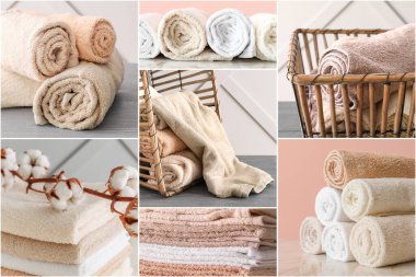 Yumuşak temiz havlu kolajı