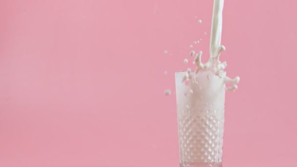 Pouring Milk Glass Color Background — Stock Video