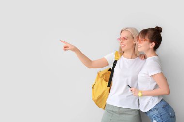 Hafif arka planda birkaç lezbiyen turist