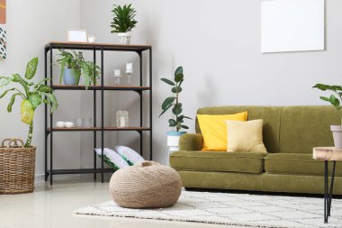 Oturma odasının iç dekorasyonu çok şık.