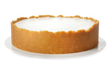 Beyaz arkaplanda lezzetli peynirli kek