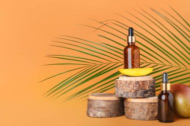 Renk arkaplanında mango esaslı yağ bileşimi