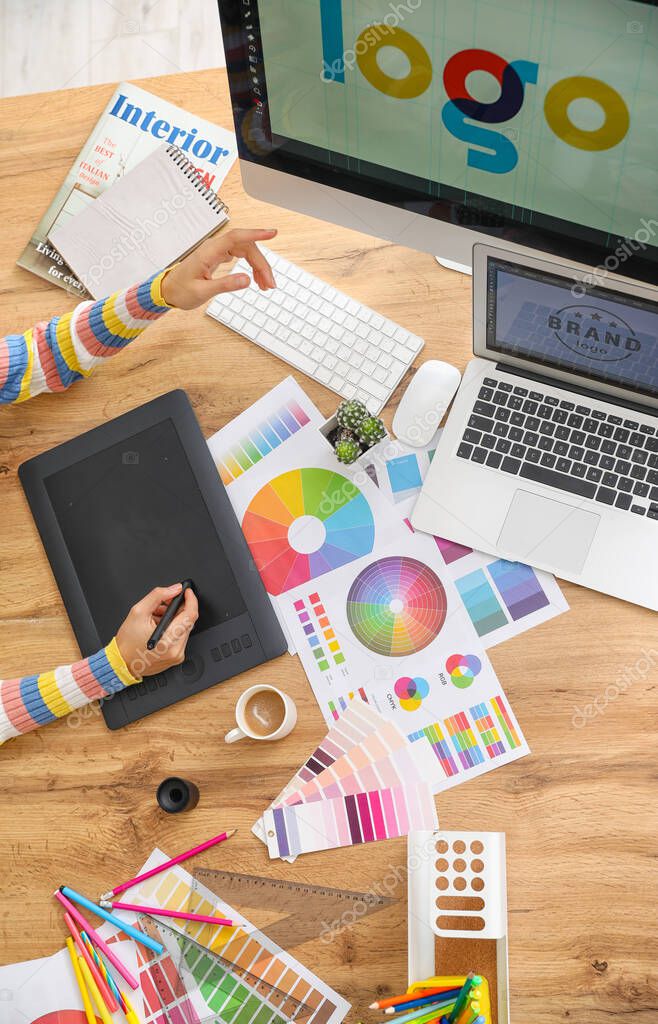 Graphic designer working in office