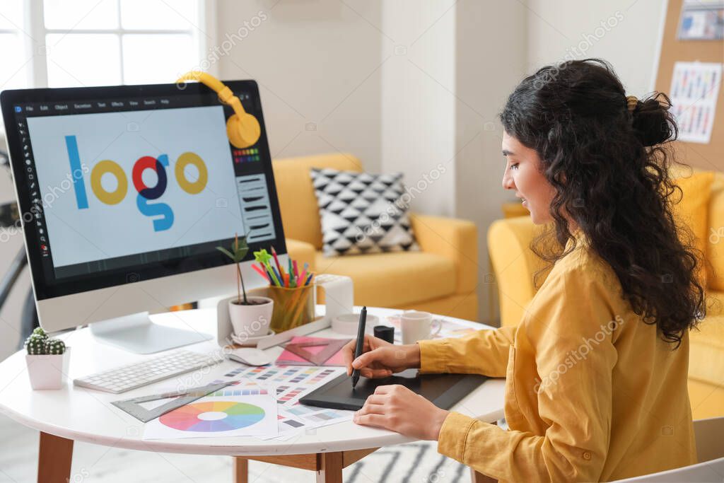 Graphic designer working in office