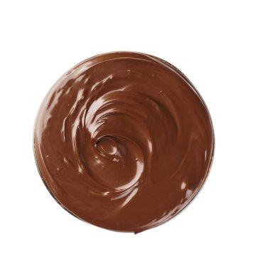 Beyaz arka planda bir kase lezzetli erimiş çikolata.