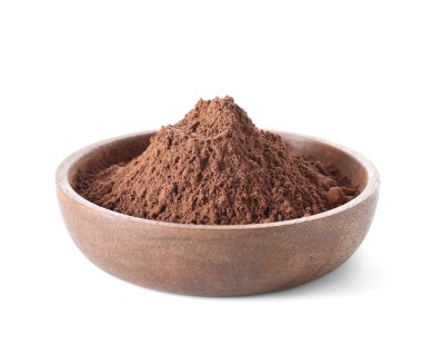 Beyaz arka planda kakao tozu tabakası