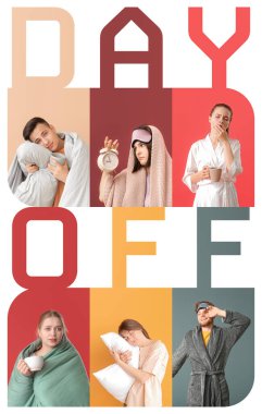 Uykulu gençlerin kolajı ve mesaja ara verme günü