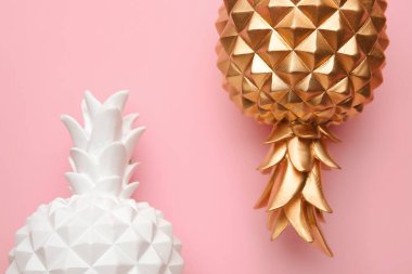 Renkli arkaplanda şık ananaslar