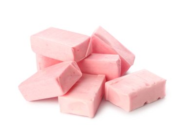 Beyaz arka planda lezzetli sakız çiğneme