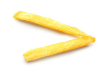 Beyaz arka planda lezzetli patates kızartması.