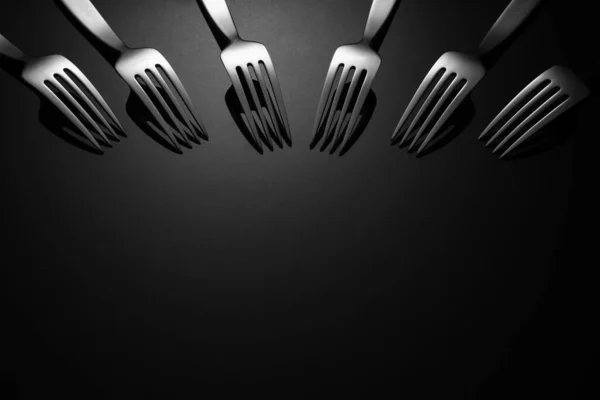 Stylish Forks Dark Background — Stock Photo, Image