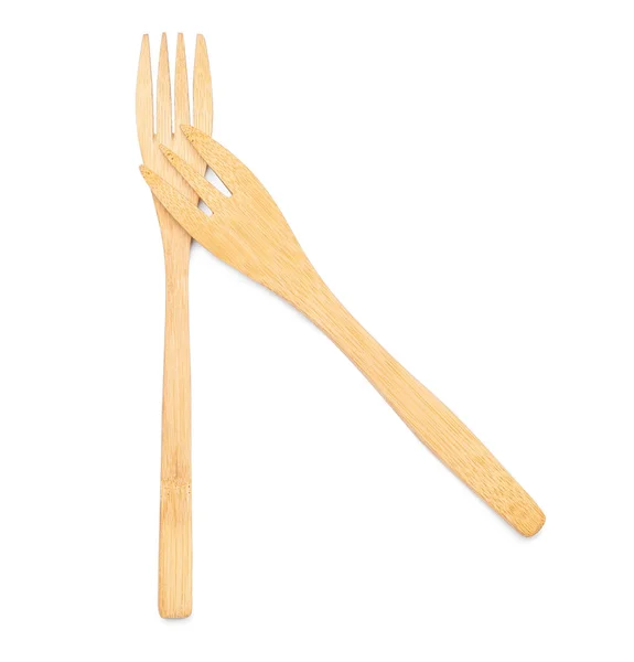 Wooden Forks White Background — Stock Photo, Image