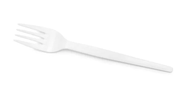 Plastic Fork White Background — Stock Photo, Image