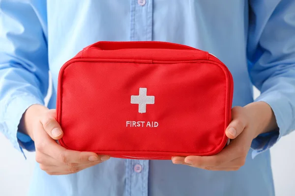 Woman First Aid Kit Closeup — Stock Photo, Image