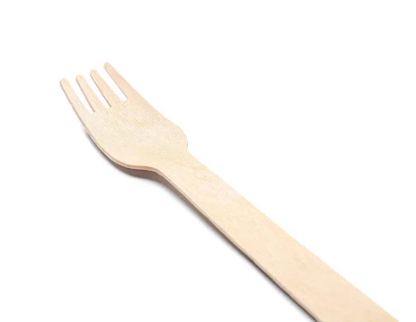 Wooden Fork White Background — Stock Photo, Image