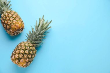 Renkli arkaplanda taze ananas