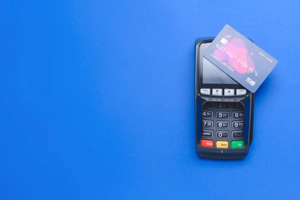 Payment Terminal Credit Card Color Background — Stock Photo, Image