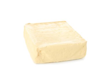 Beyaz arkaplanda taze tereyağı