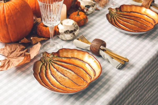 Stylish Table Setting Thanksgiving Day Celebration Dinning Table — Stock Photo, Image