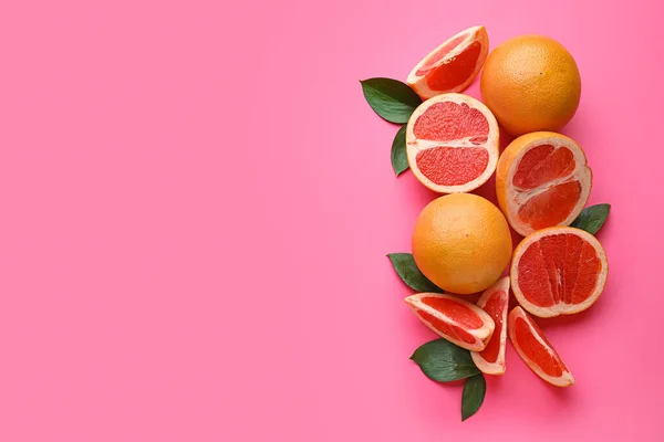 Fresh Cut Grapefruits Color Background — Stock Photo, Image